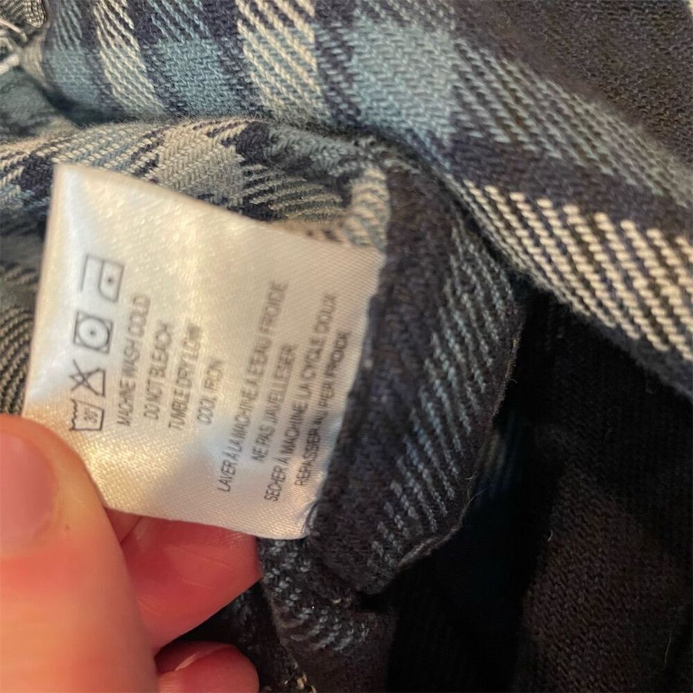 Men's Navy and Gray Plaid Button-Down Shirt - Picture 7 of 7